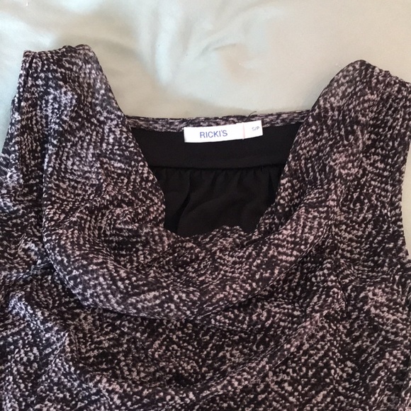 Womens Black and Gray Sheer Tank Lined, Sleeveless, Cowl Neck Blouse, Size Small - Picture 6 of 9